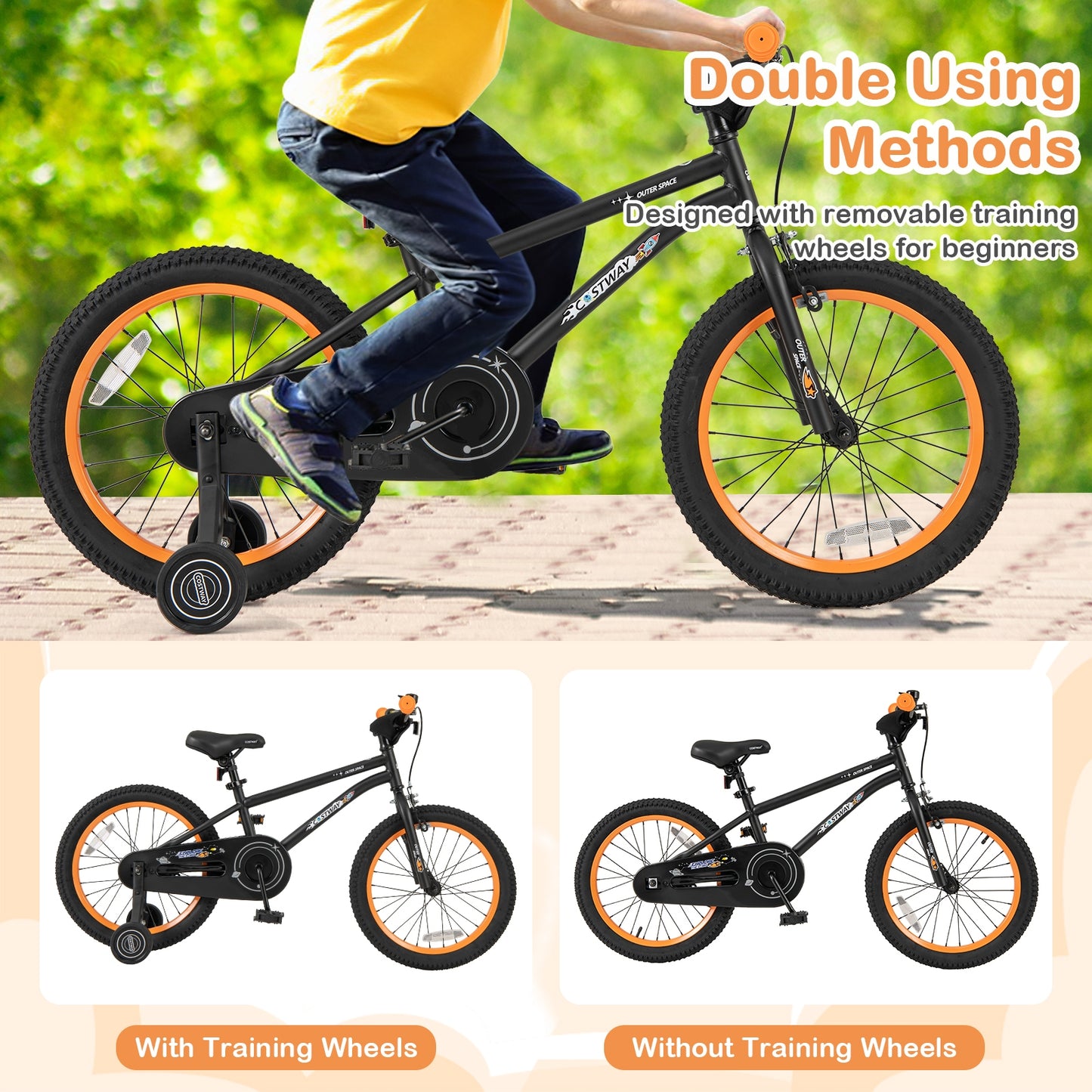 18-Inch Kids Bike Sport Bicycle for 4-8 Years Old with Adjustable Seat-18 inches Kids Crystal