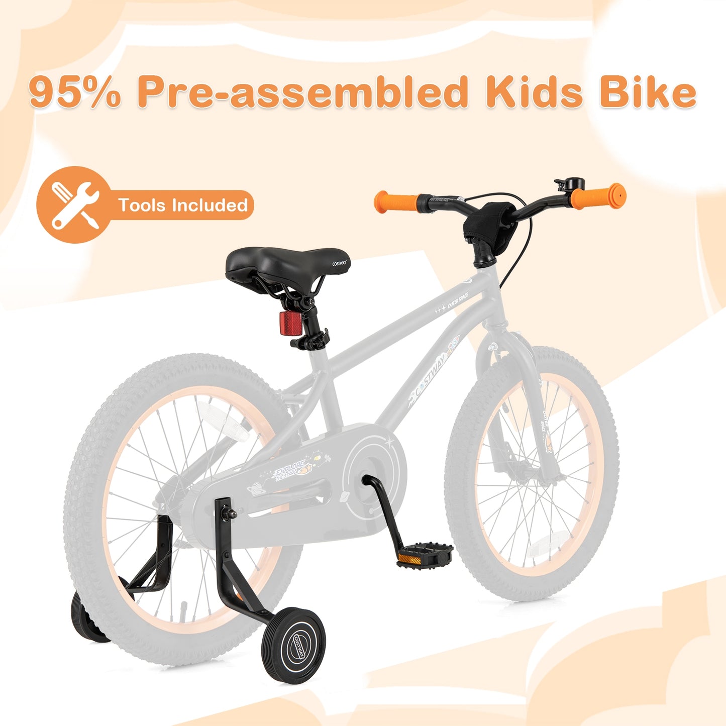 18-Inch Kids Bike Sport Bicycle for 4-8 Years Old with Adjustable Seat-18 inches Kids Crystal