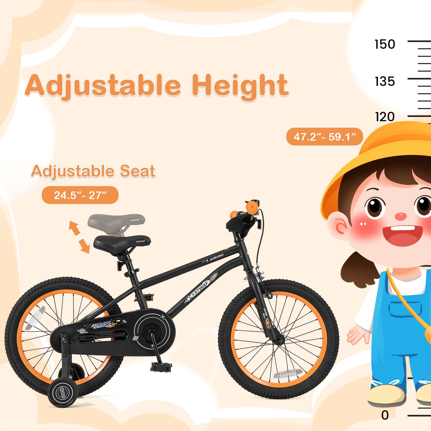 18-Inch Kids Bike Sport Bicycle for 4-8 Years Old with Adjustable Seat-18 inches Kids Crystal