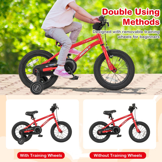 14-Inch Kids Bike Ages 3-8 with Handbrake and Coaster Brake and Bell Ring-14 inches Kids Crystal