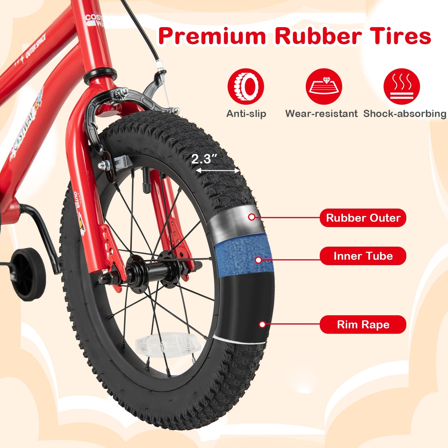 14-Inch Kids Bike Ages 3-8 with Handbrake and Coaster Brake and Bell Ring-14 inches Kids Crystal