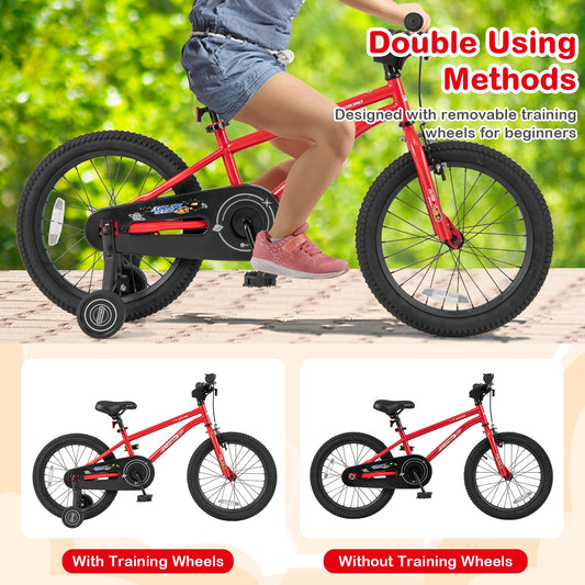18-Inch Kids Bike Ages 3-8 with Handbrake and Coaster Brake and Bell Ring-18 inches Kids Crystal