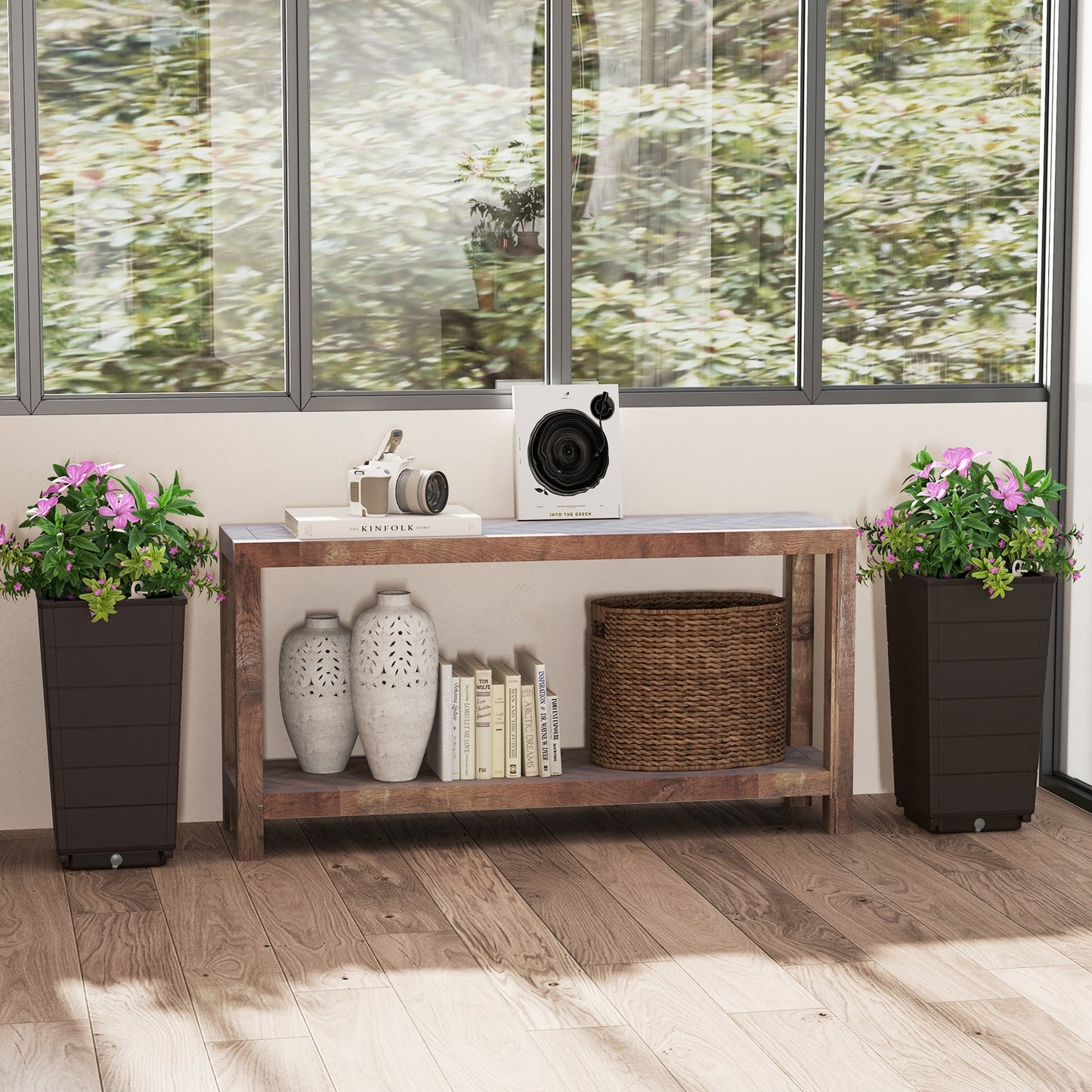 Modern Flower Planter for Front Porch and Lobby-Brown Kids Crystal