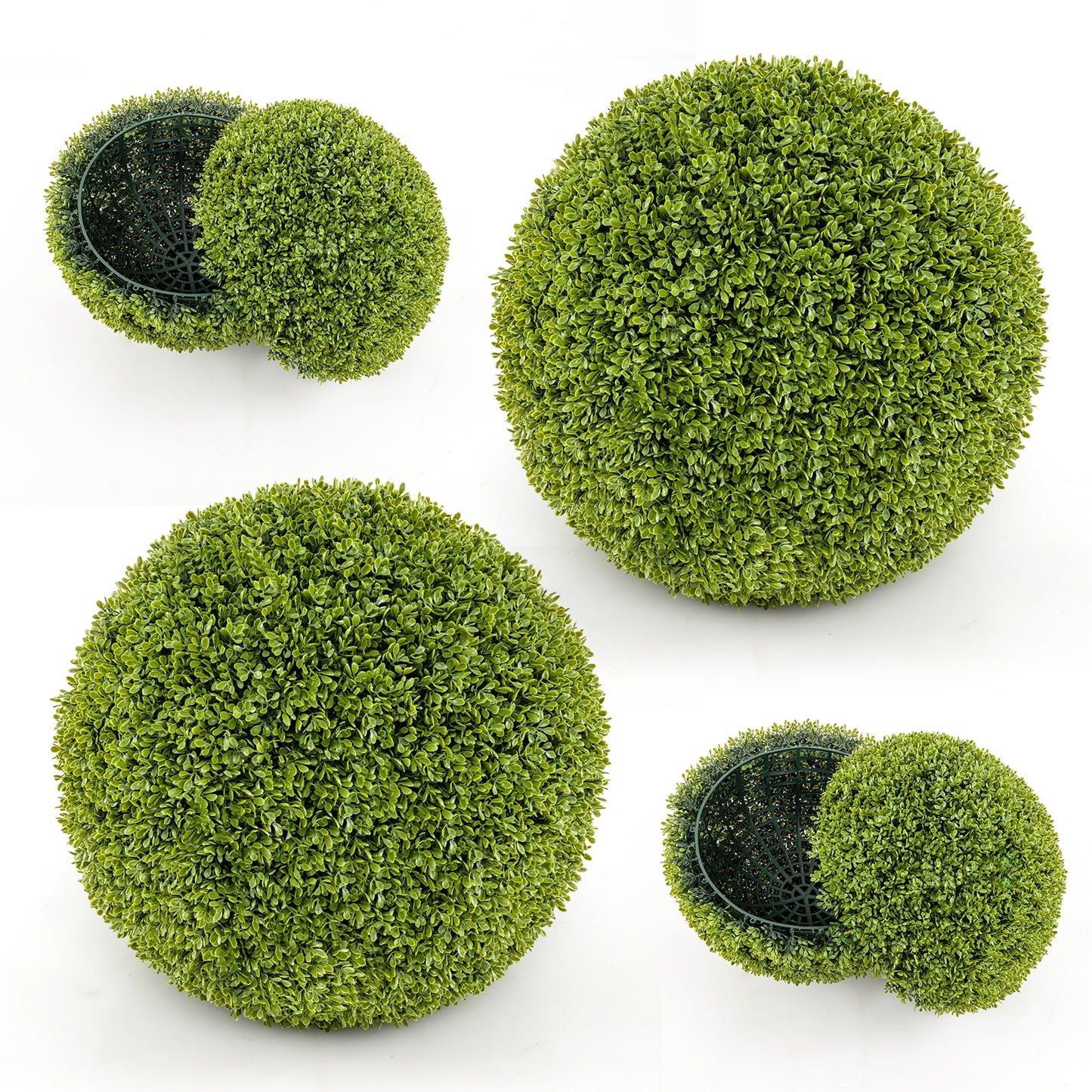 2 Pieces 20 Inches Artificial Sun-Protective Topiary Spheres for Patio Garden Front Door Balcony Backyard-M Kids Crystal