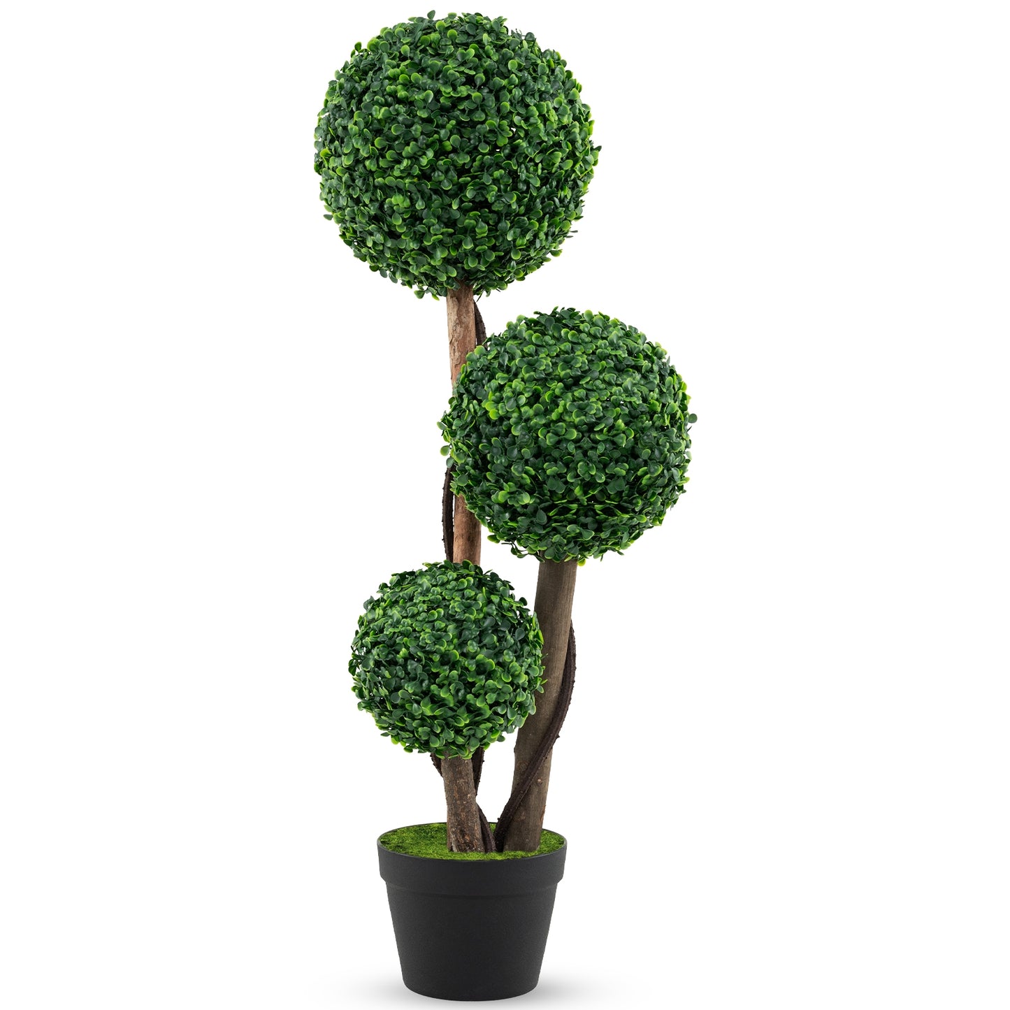 36 Inch Tall Artificial Boxwood Topiary Tree in Pot Kids Crystal