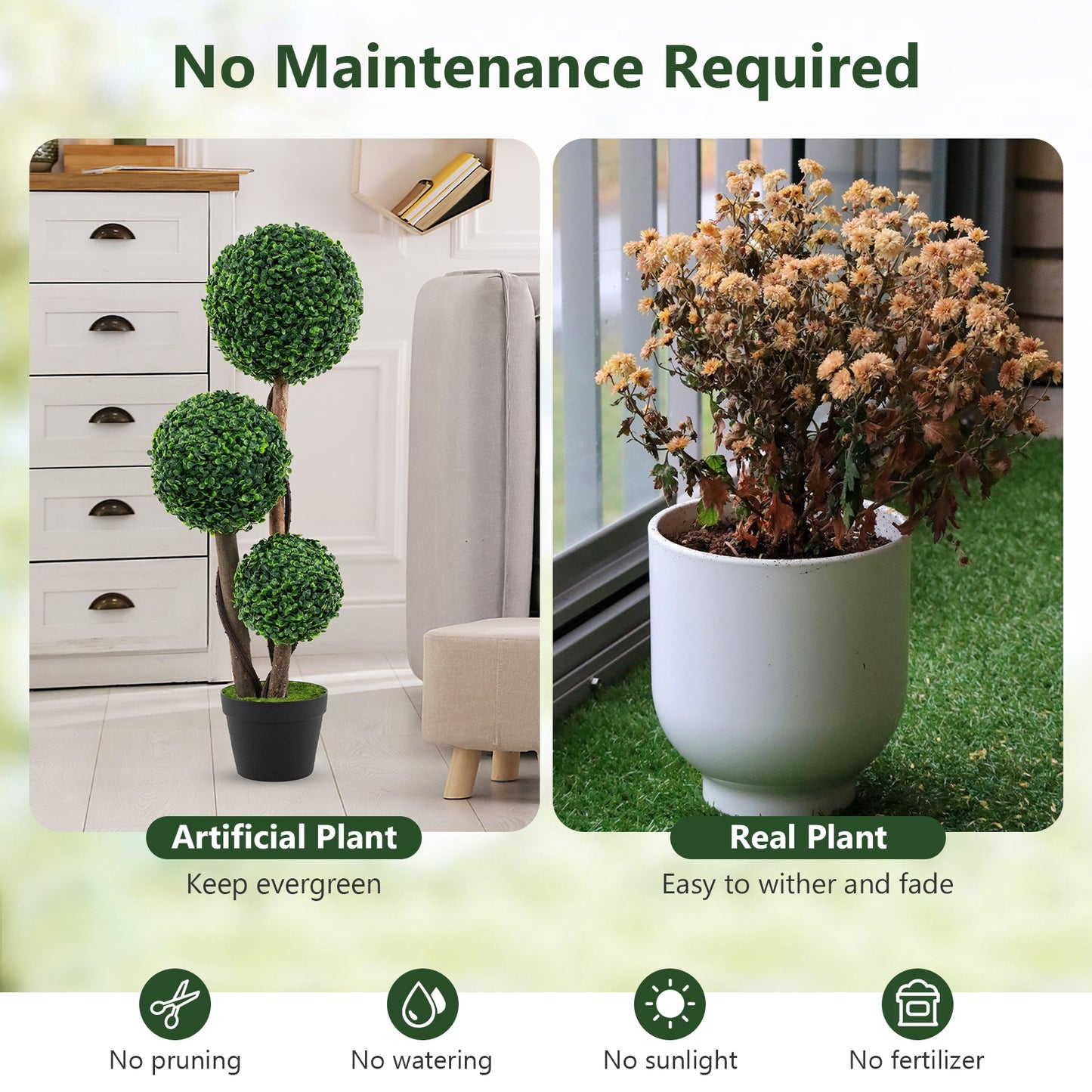 36 Inch Tall Artificial Boxwood Topiary Tree in Pot Kids Crystal