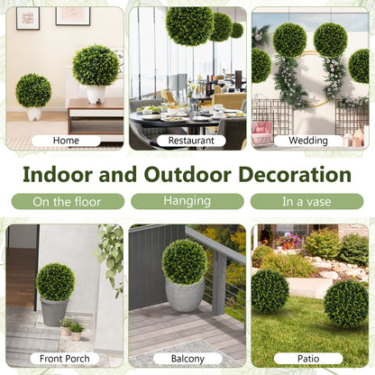 2 Pieces 18/22 Inches Indoor Outdoor Faux Decorative Balls for Patio Garden Front Door Balcony and Backyard-S
