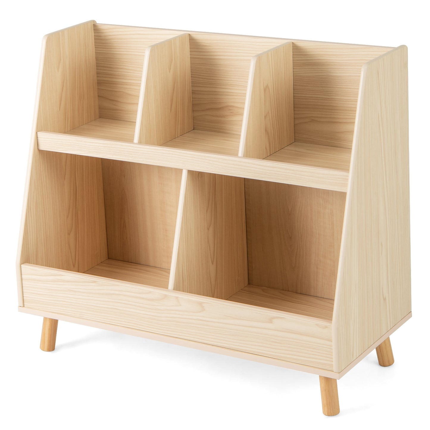 5-Cube Kids Bookshelf and Toy Organizer with Anti-Tipping Kits-Oak Kids Crystal