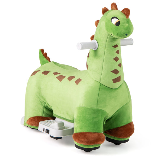 6V Kids Ride on Dinosaur with Foot Pedal and Padded Seat and Music-Green Kids Crystal