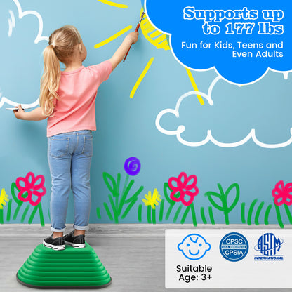 11 Pieces Kids Stepping Stones Stackable Balance Blocks Indoor Outdoor-Multicolor