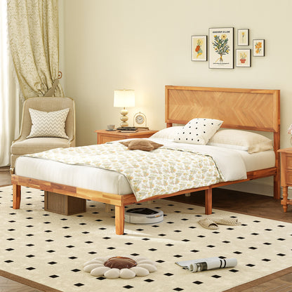 Twin/Full/Queen Size Bed Frame with Headboard and Storage Space-Full Size