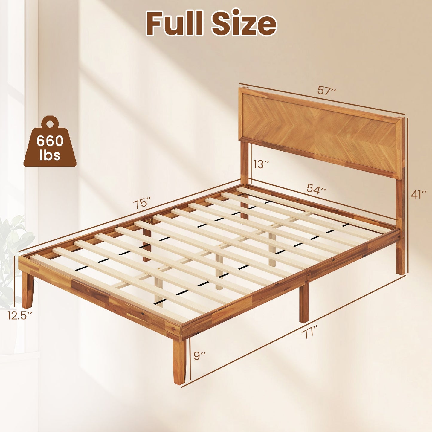 Twin/Full/Queen Size Bed Frame with Headboard and Storage Space-Full Size Kids Crystal
