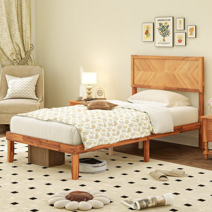Twin/Full/Queen Size Bed Frame with Headboard and Storage Space-Twin Size