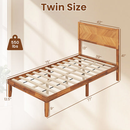 Twin/Full/Queen Size Bed Frame with Headboard and Storage Space-Twin Size
