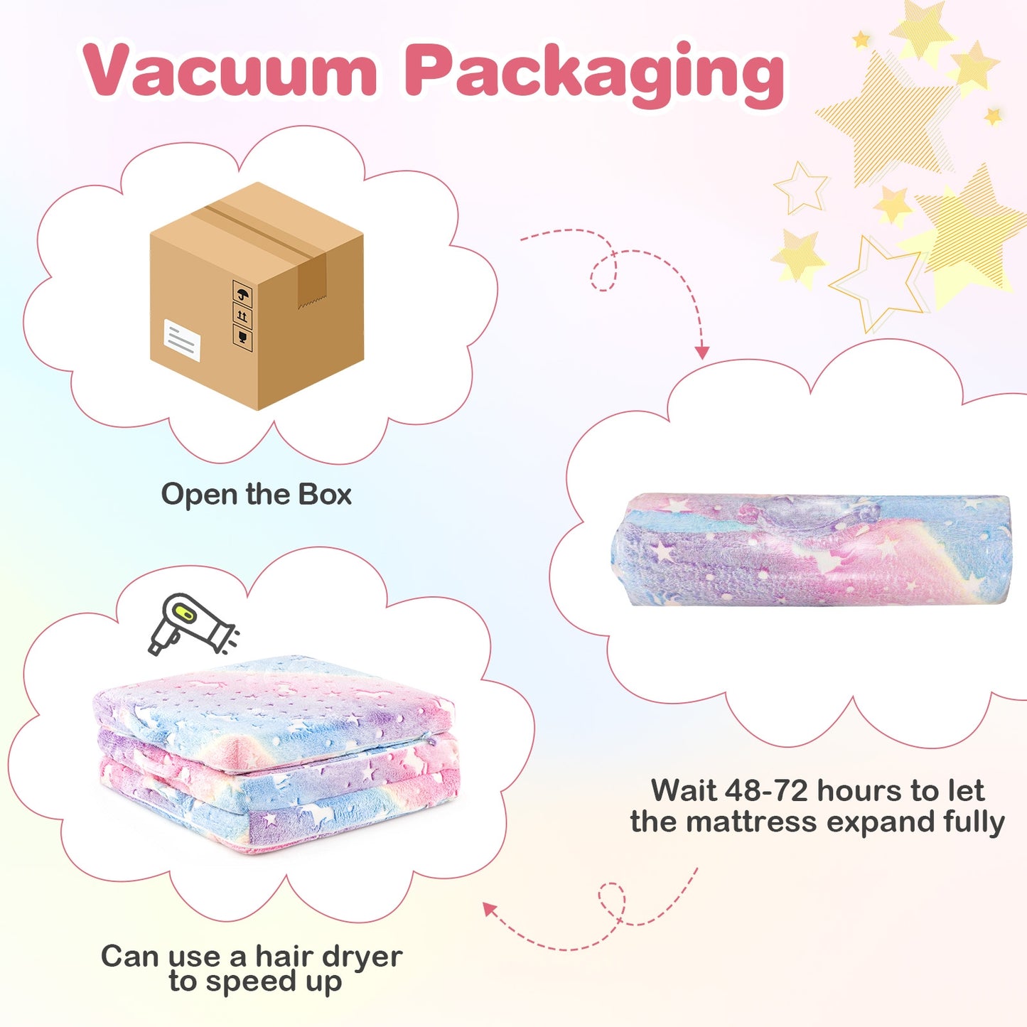 Foldable Floor Mattress for Kids with Washable Flannel Cover-Multicolor Kids Crystal