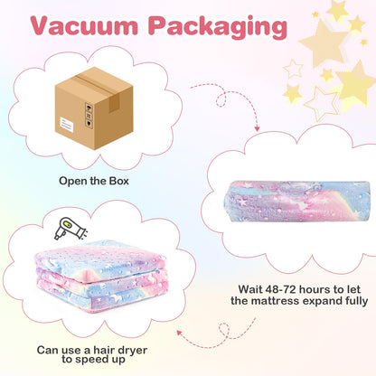 Foldable Floor Mattress for Kids with Washable Flannel Cover-Multicolor