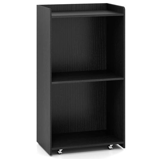 Rolling Podium Stand with 2 Shelves and Lockable Wheels-Black Kids Crystal