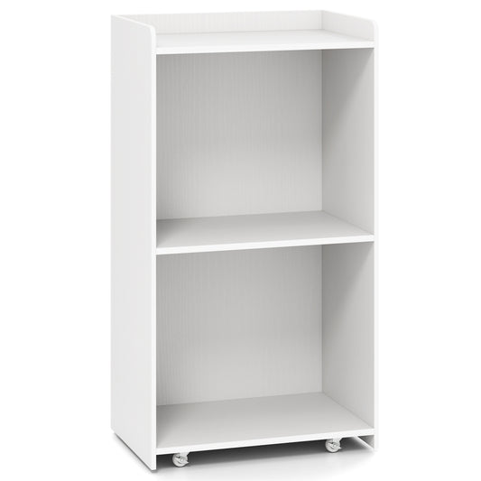 Rolling Podium Stand with 2 Shelves and Lockable Wheels-White Kids Crystal