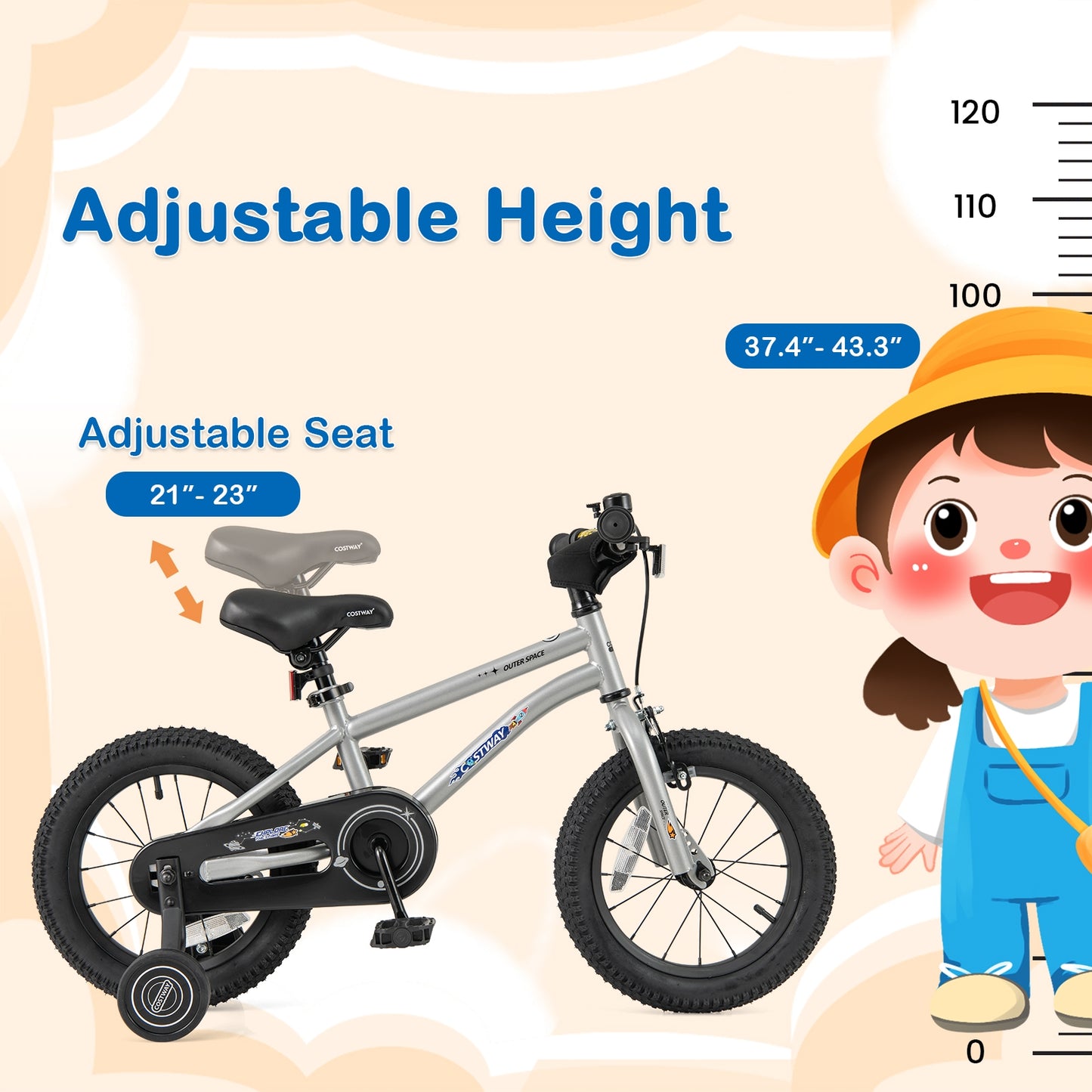 14-Inch Kids Bike Bicycle for Boys Girls 3-5 with High Carbon Steel Frame Kids Crystal