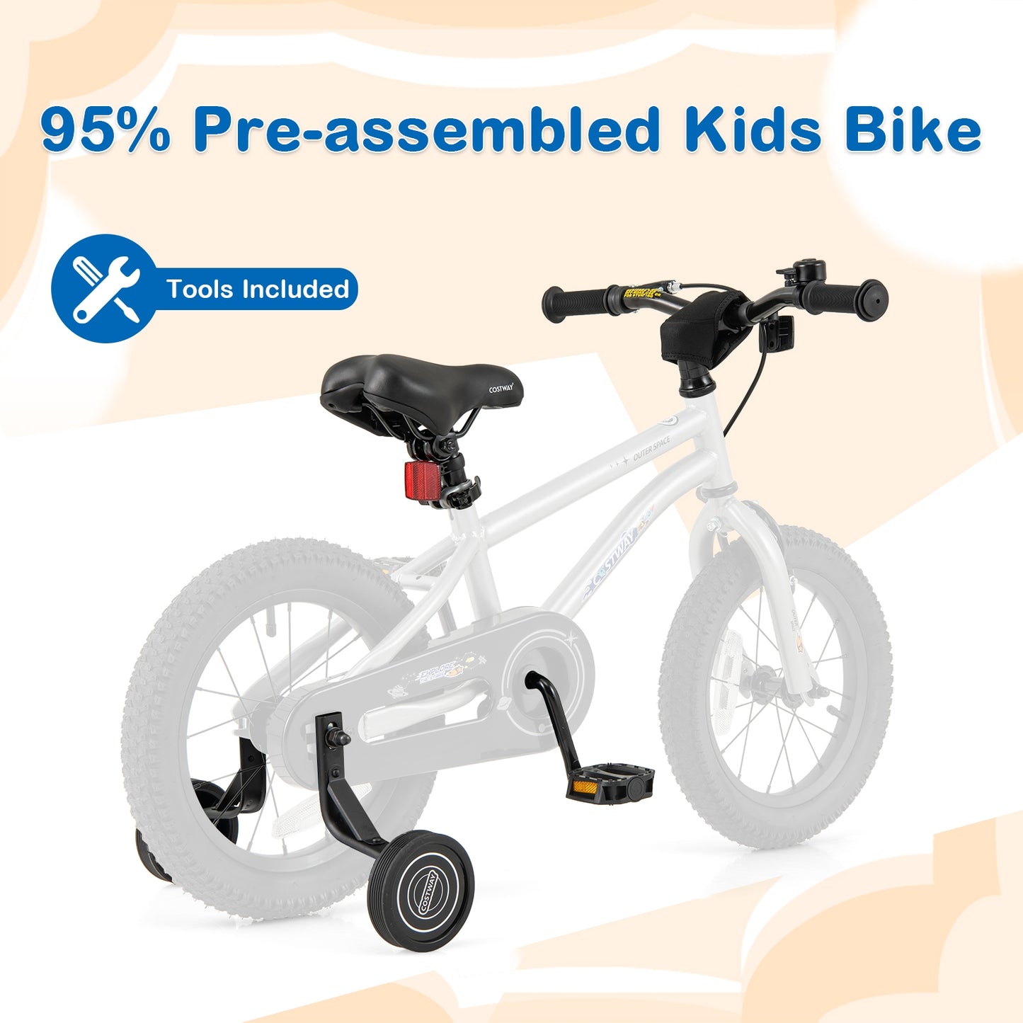 14-Inch Kids Bike Bicycle for Boys Girls 3-5 with High Carbon Steel Frame Kids Crystal