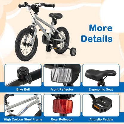 14-Inch Kids Bike Bicycle for Boys Girls 3-5 with High Carbon Steel Frame