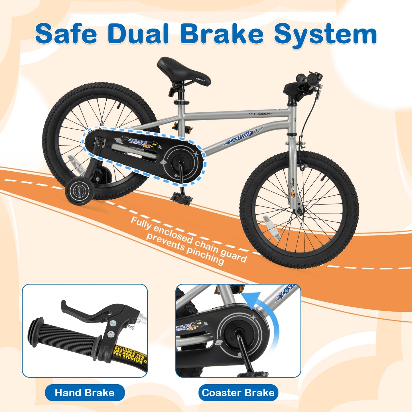 18-Inch Kids Bike Bicycle for Boys Girls 4-8 with High Carbon Steel Frame Kids Crystal