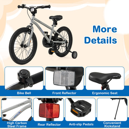 18-Inch Kids Bike Bicycle for Boys Girls 4-8 with High Carbon Steel Frame
