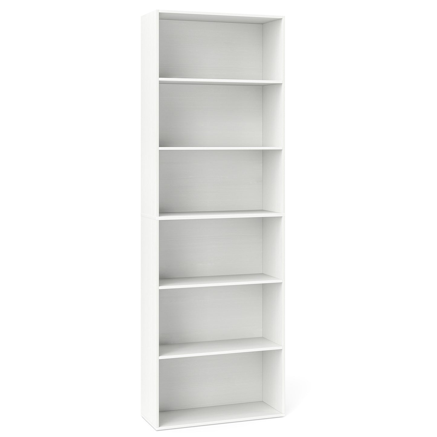 6-Tier Bookcase with 6 Open Shelves and Anti-Toppling Kits-White Kids Crystal