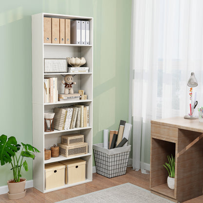 6-Tier Bookcase with 6 Open Shelves and Anti-Toppling Kits-White
