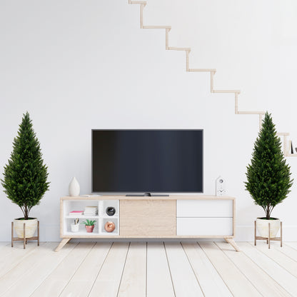 4 FT Artificial Topiary Tree Set of 2 for Indoor Outdoor Home Front Porch-Green