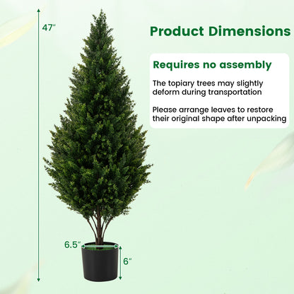 4 FT Artificial Topiary Tree Set of 2 for Indoor Outdoor Home Front Porch-Green