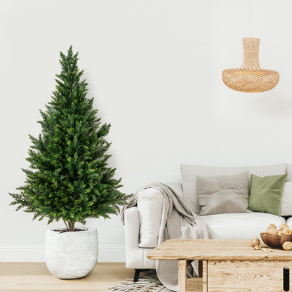 4 FT Artificial Topiary Tree Set of 2 for Indoor Outdoor Home Front Porch-Green