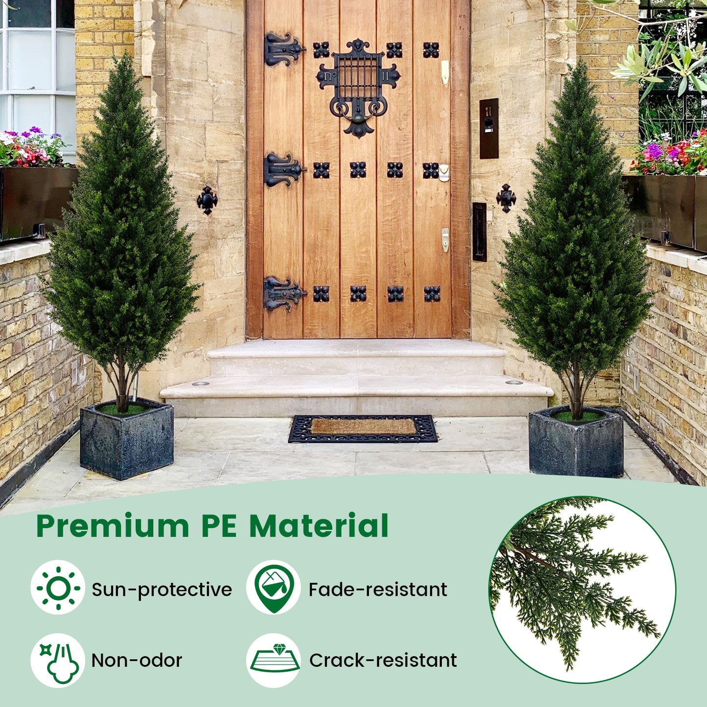 4 FT Artificial Topiary Tree Set of 2 for Indoor Outdoor Home Front Porch-Green Kids Crystal