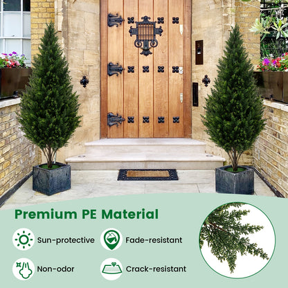 4 FT Artificial Topiary Tree Set of 2 for Indoor Outdoor Home Front Porch-Green