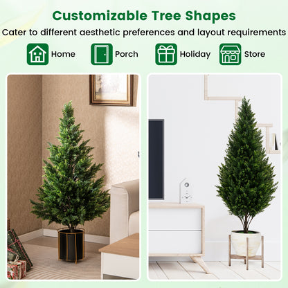 4 FT Artificial Topiary Tree Set of 2 for Indoor Outdoor Home Front Porch-Green
