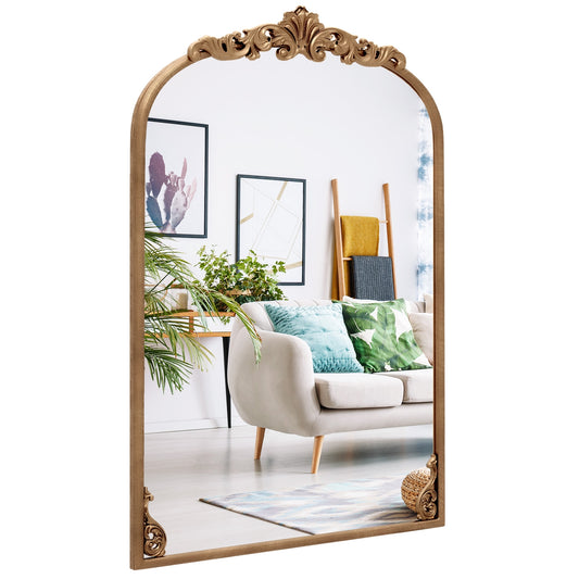 Arched Mirror for Wall Gold Traditional Vintage Ornate Baroque Mirror with Metal Frame-L Kids Crystal