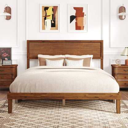 Twin/Full/Queen Size Bed Frame with Headboard and Wooden Slats Support-Queen Size