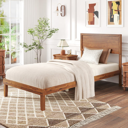 Twin/Full/Queen Size Bed Frame with Headboard and Wooden Slats Support-Twin Size