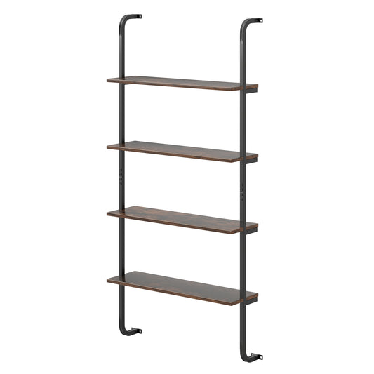 4-Tier Industrial Pipe Shelving with Metal Frame for Living Room Kitchen-Rustic Brown Kids Crystal