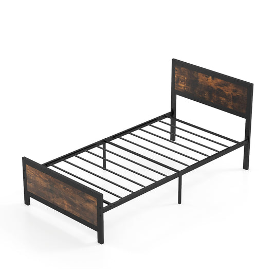 Metal Bed Frame with Headboard and Footboard-Twin Size Kids Crystal