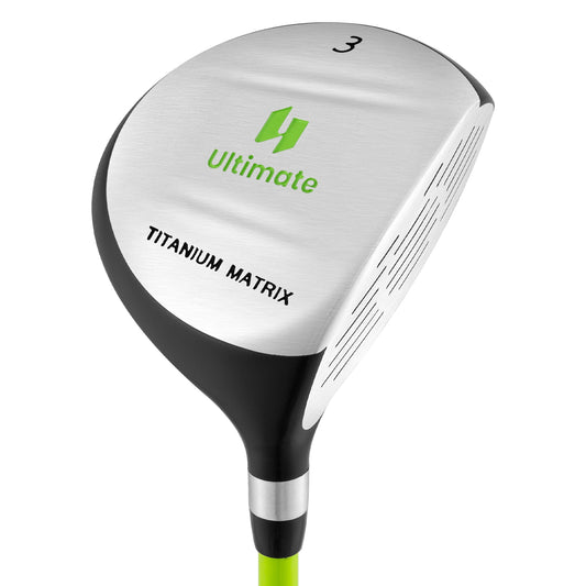 34 Inch 165CC Junior #3 Fairway Wood Golf Club with Fiberglass Shaft for Kids Ages 8-10-Green Kids Crystal