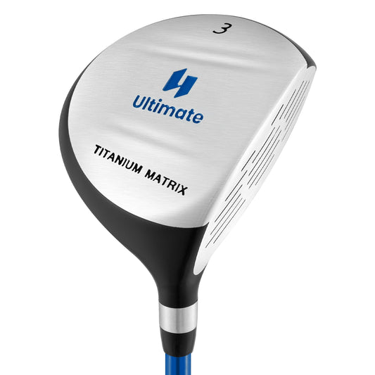 38 Inch 165CC Junior #3 Fairway Wood Golf Club with Fiberglass Shaft for Kids Ages 11-14-Blue Kids Crystal