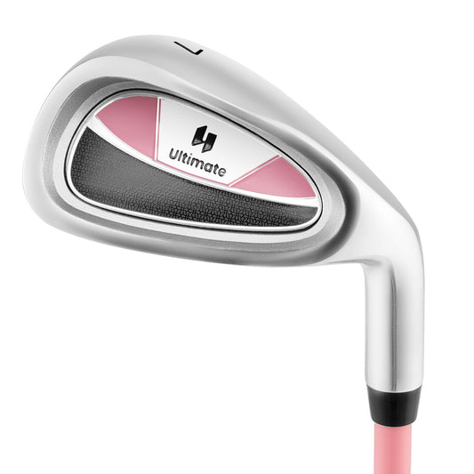Junior #7 Iron for Kids with Fiberglass Shaft and Headcover-Pink Kids Crystal
