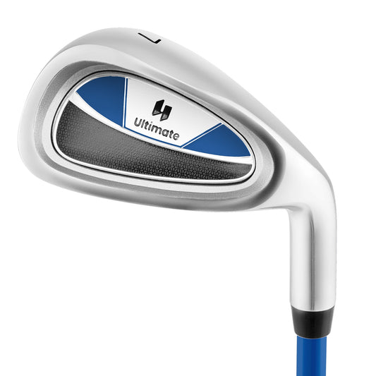 Junior #7 Iron for Kids with Fiberglass Shaft and Headcover-Blue Kids Crystal