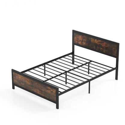 Metal Bed Frame with Headboard and Footboard-Full Size