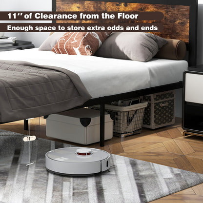 Metal Bed Frame with Headboard and Footboard-Full Size