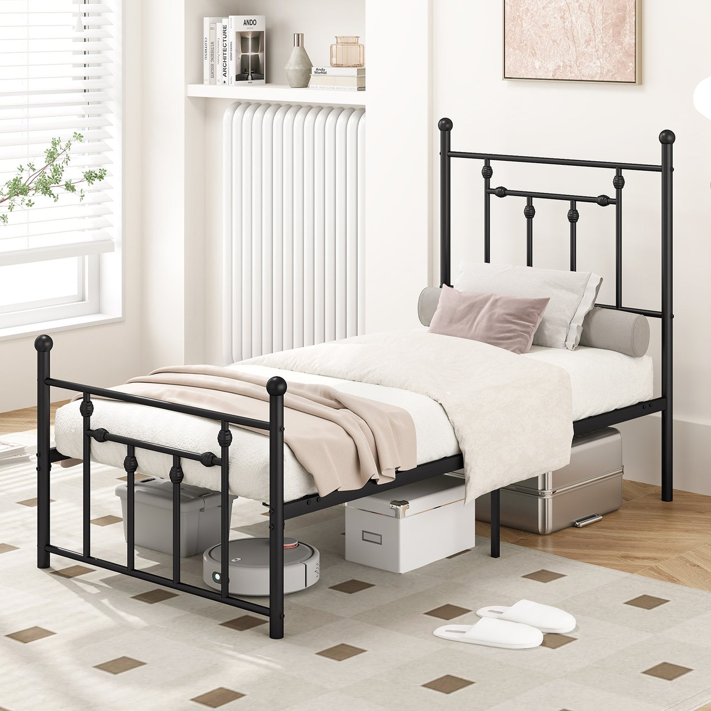 Full/Queen/Twin Size Heavy-duty Metal Bed Frame with Headboard-Twin Size Kids Crystal