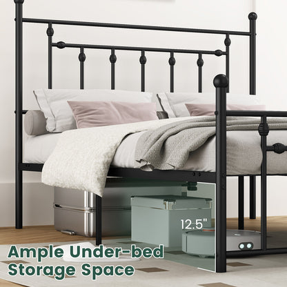 Full/Queen/Twin Size Heavy-duty Metal Bed Frame with Headboard-Queen Size