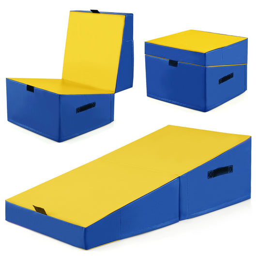 Folding Incline Yoga Gymnastics Tumbling Mat with EPE Foam-Yellow Kids Crystal