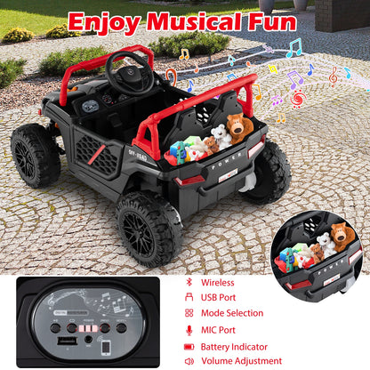12V Kids Ride on Truck Off-Road UTV with Parental Remote and Lights-Black